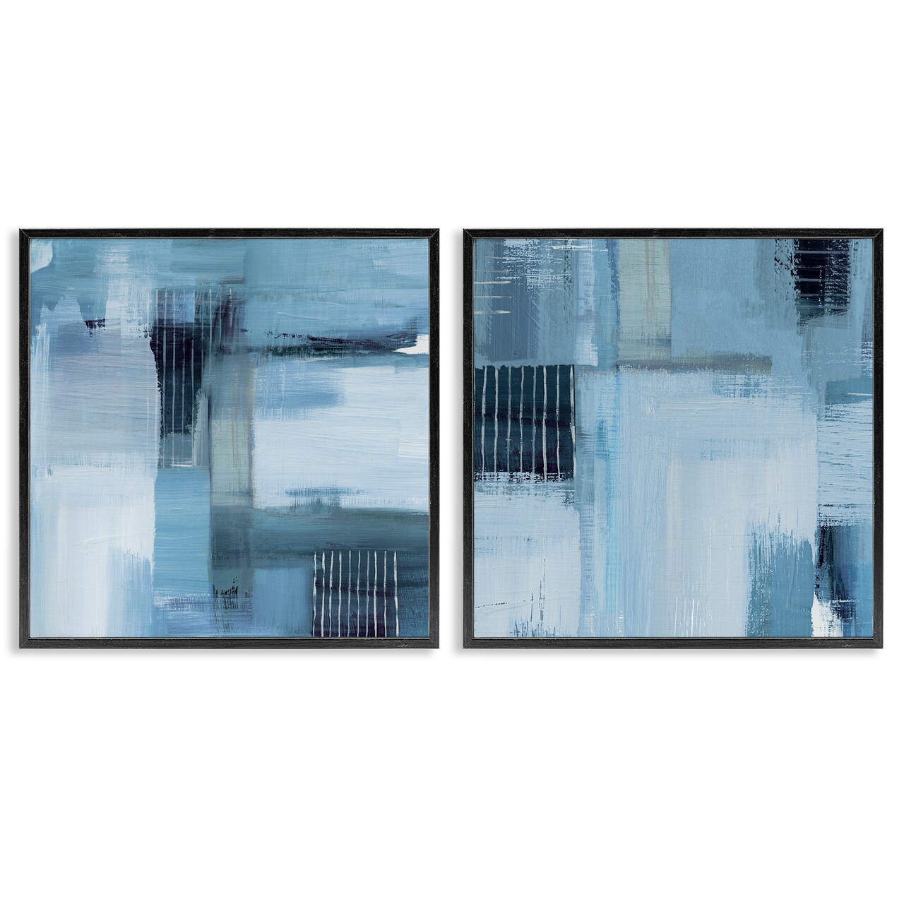 Stupell Industries Blue Abstract Linear Details 2pc Framed Giclee Wall Art Set Design by Susan Jill